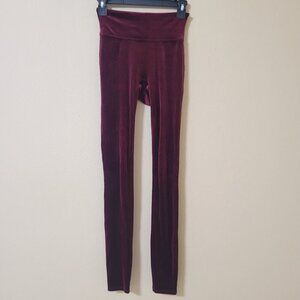 SPANX Burgundy Red Velvet Ankle Leggings - Size XS - High Waisted